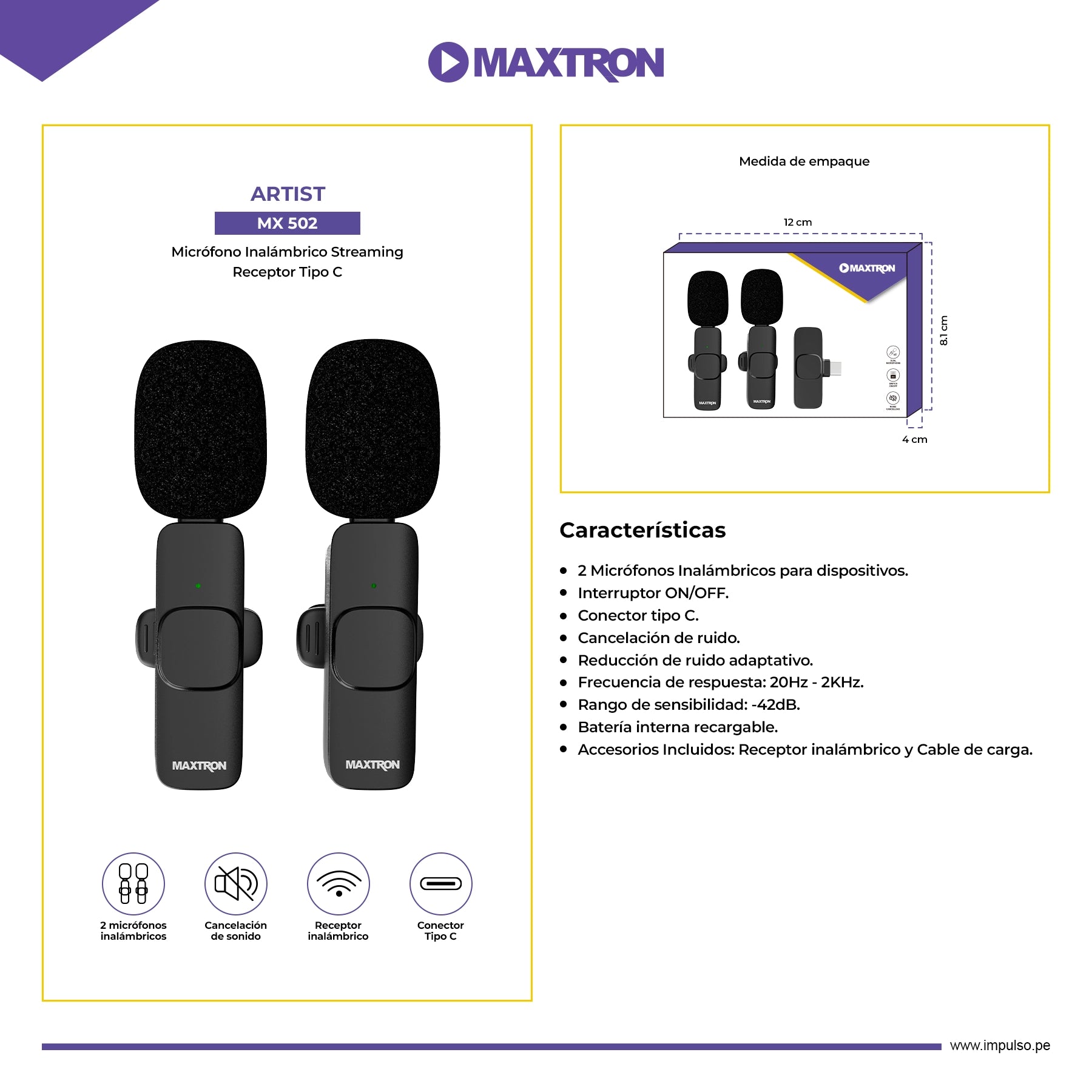 Micrófono Inalámbrico Streaming Solapero Artist MX M168