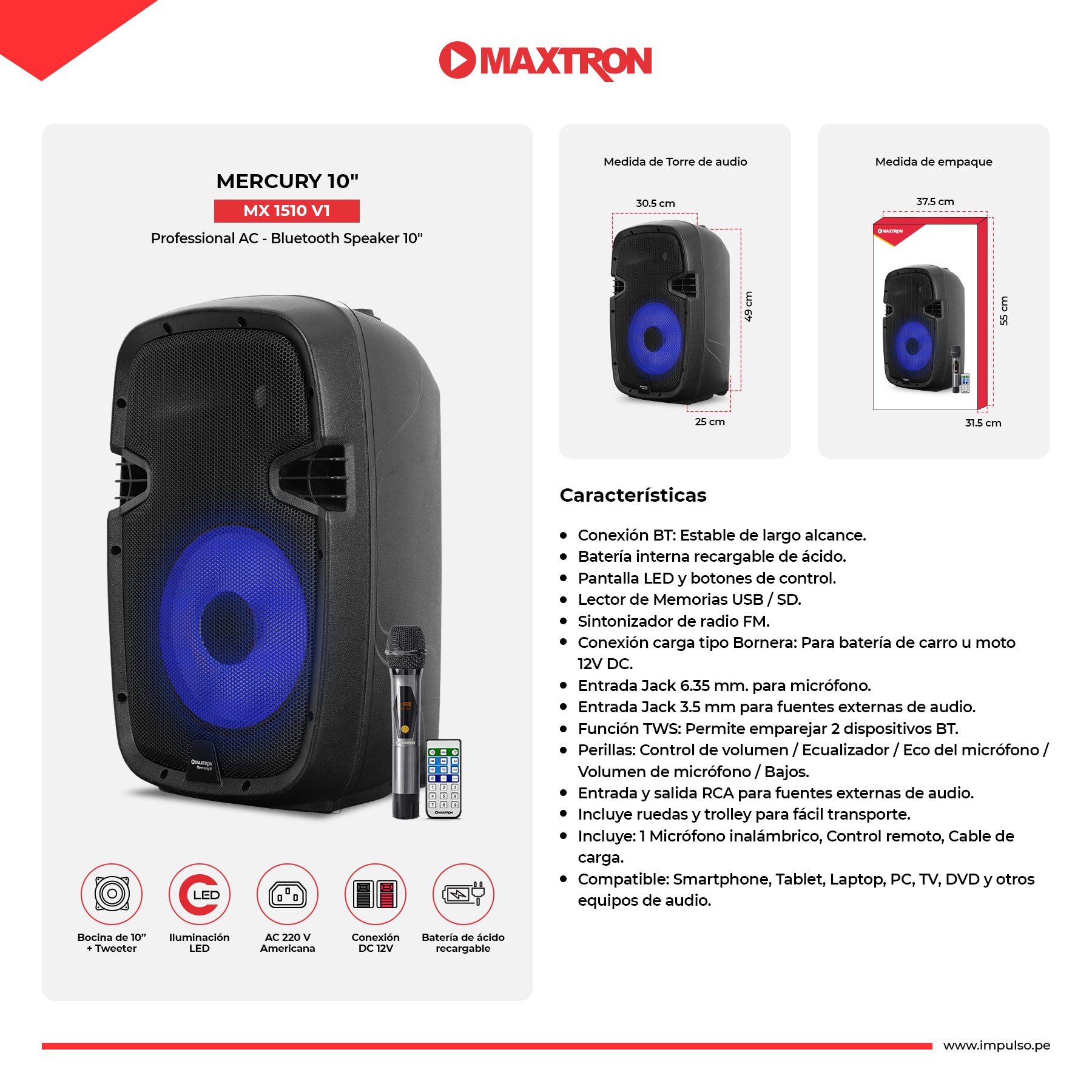 Parlante Semi-Profesional Mercury 10" MX 1510 V1