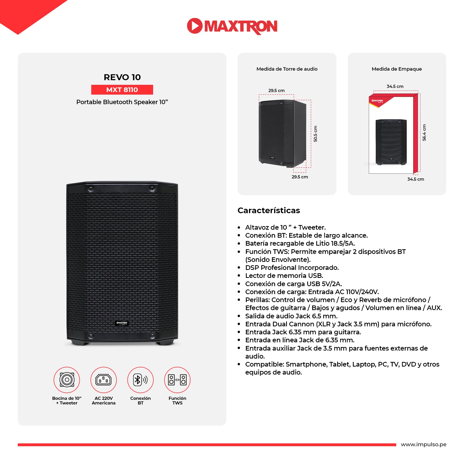 Parlante Portátil Recargable Revo 10 - MXT 8110