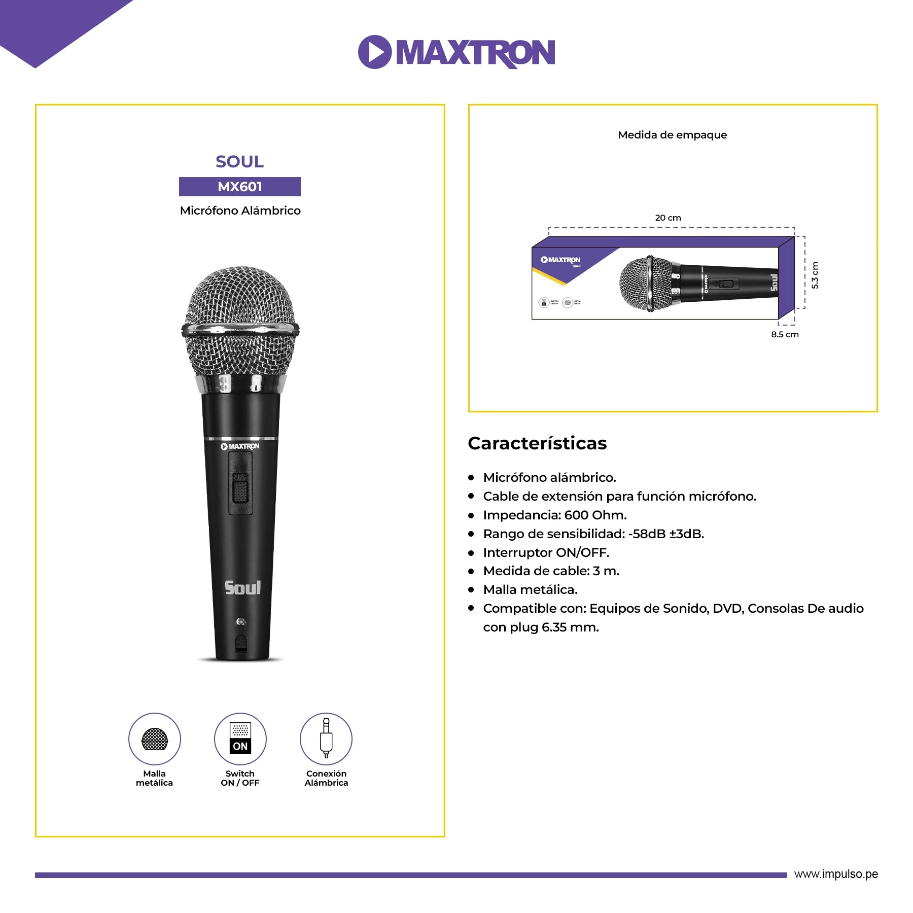Micrófono Alámbrico Soul MX601