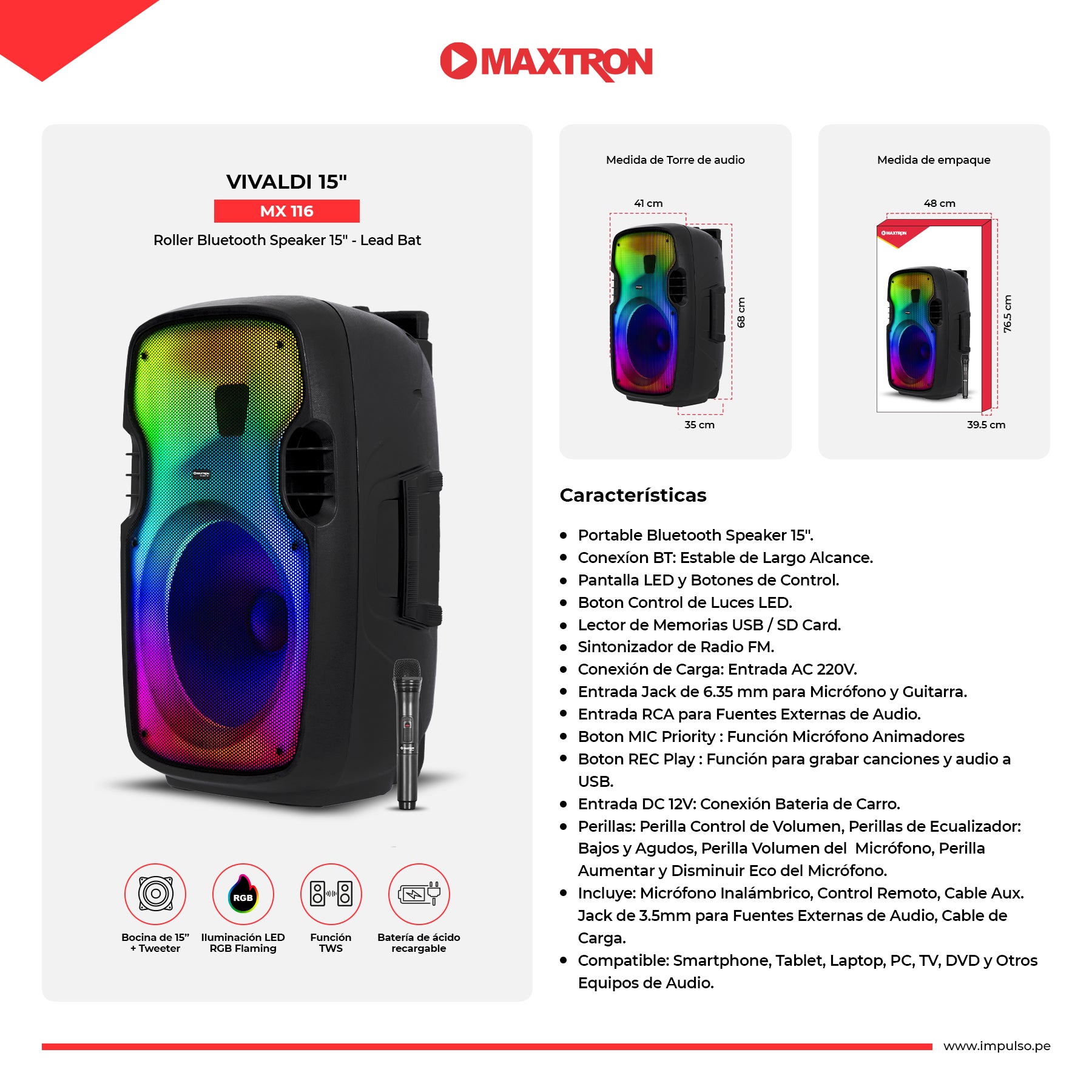 Roller RGB Vivaldi 15" MX116