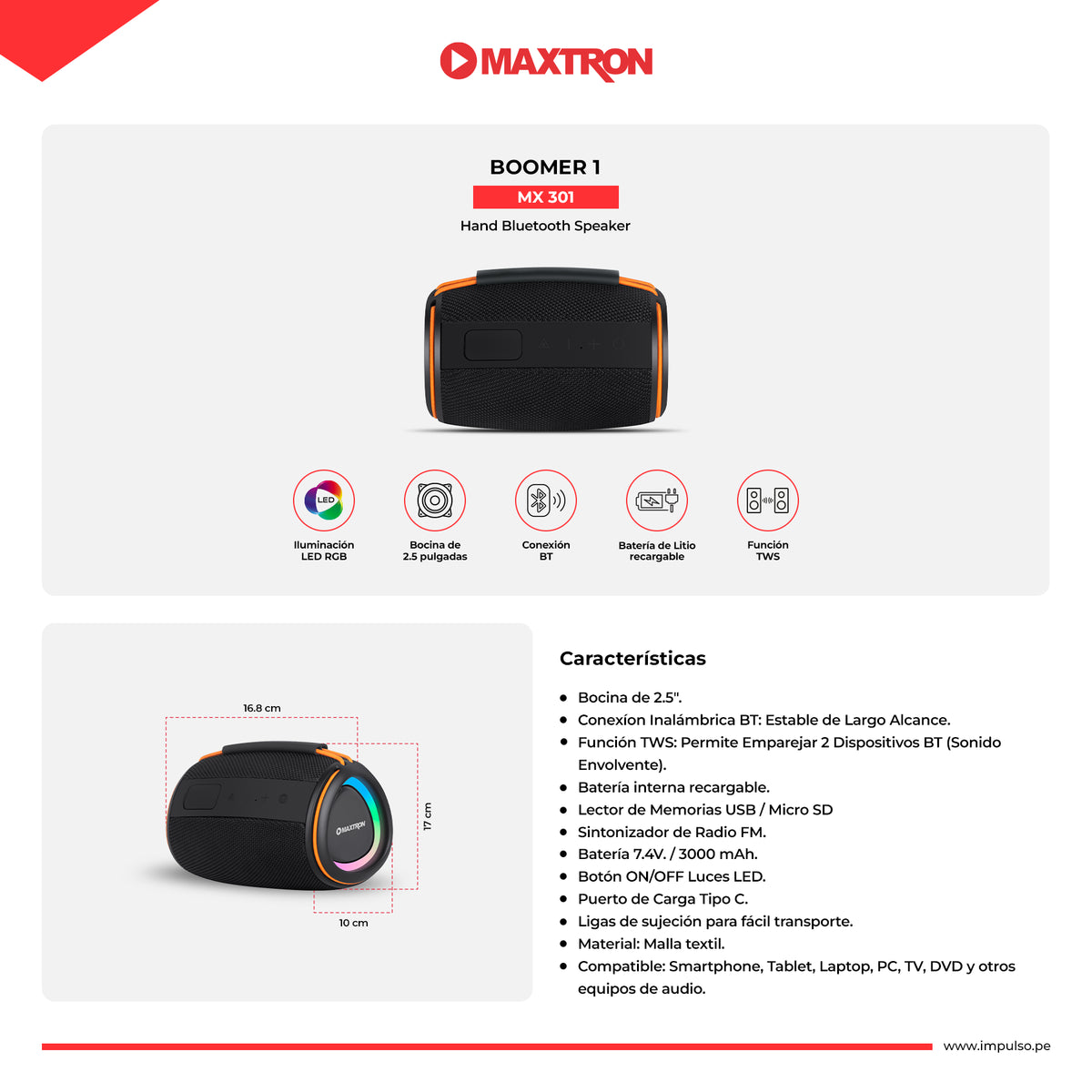 Parlante de Mano Boomer 1 MX301