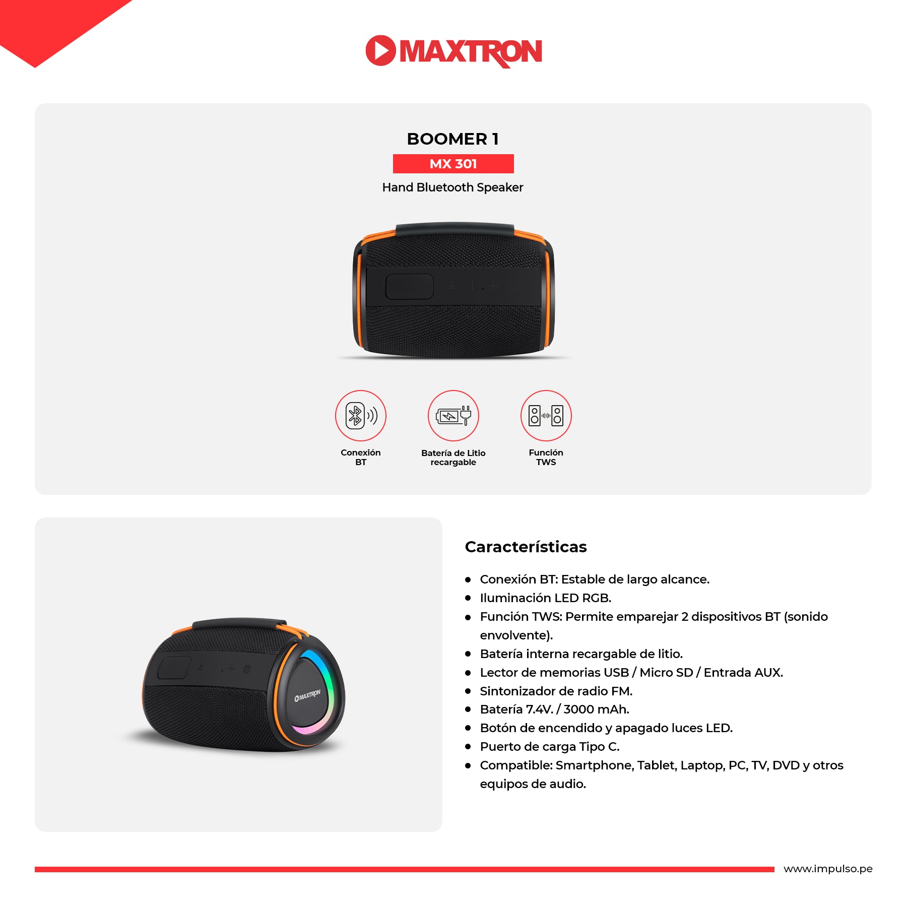 Parlante de Mano Boomer 1 MX301
