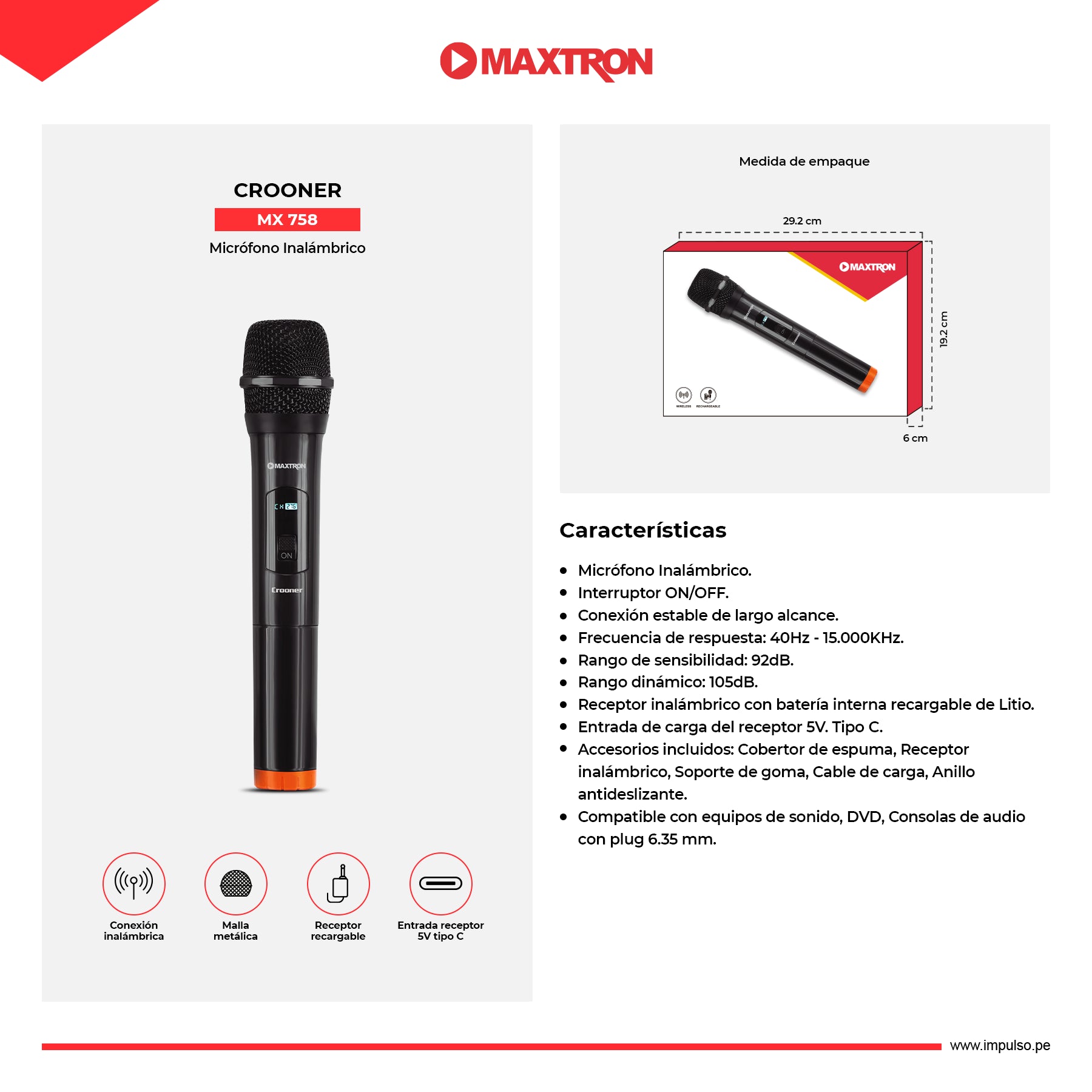 Micrófono Inalámbrico Crooner MX758