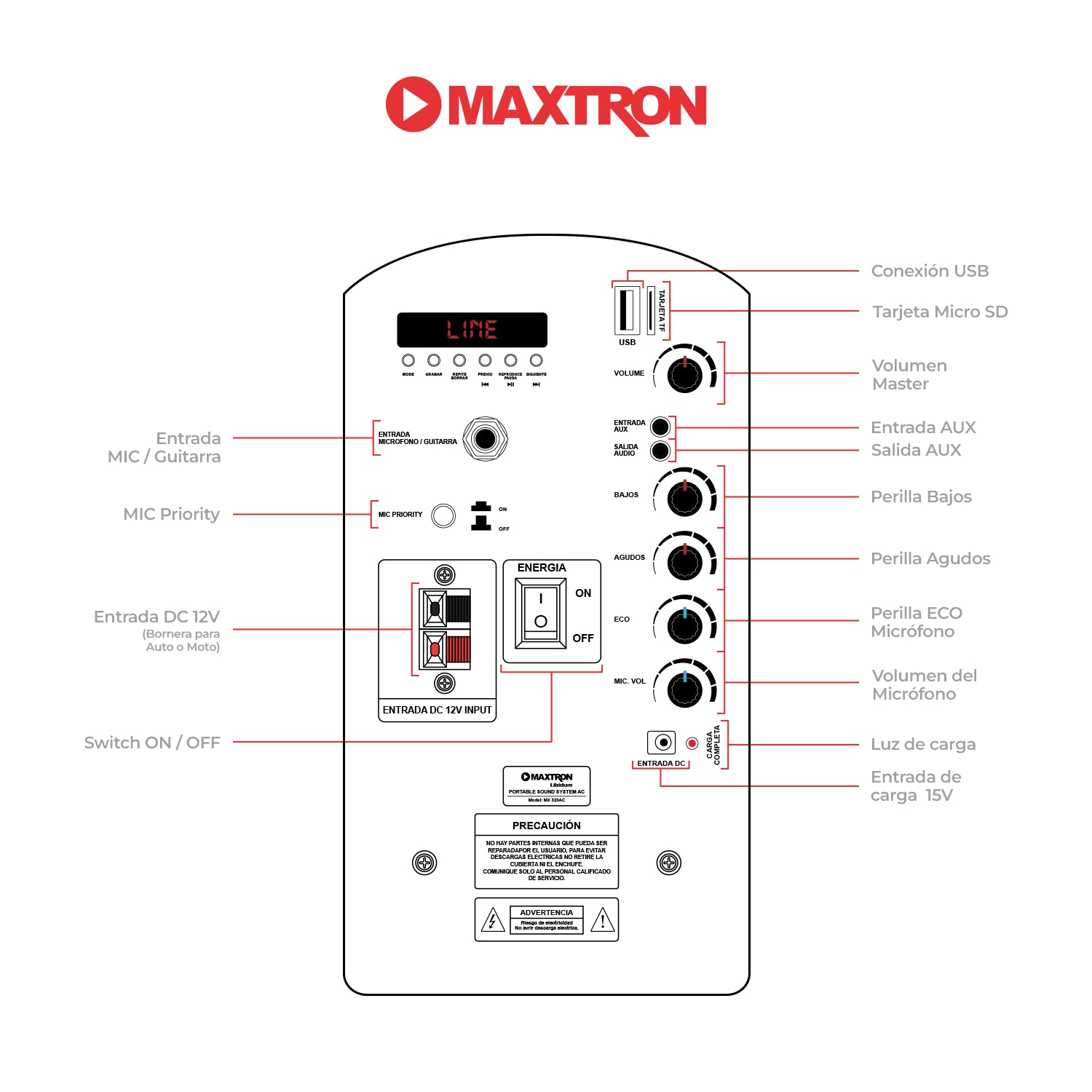 Parlante Portátil RGB Libidum 8" MX321VB