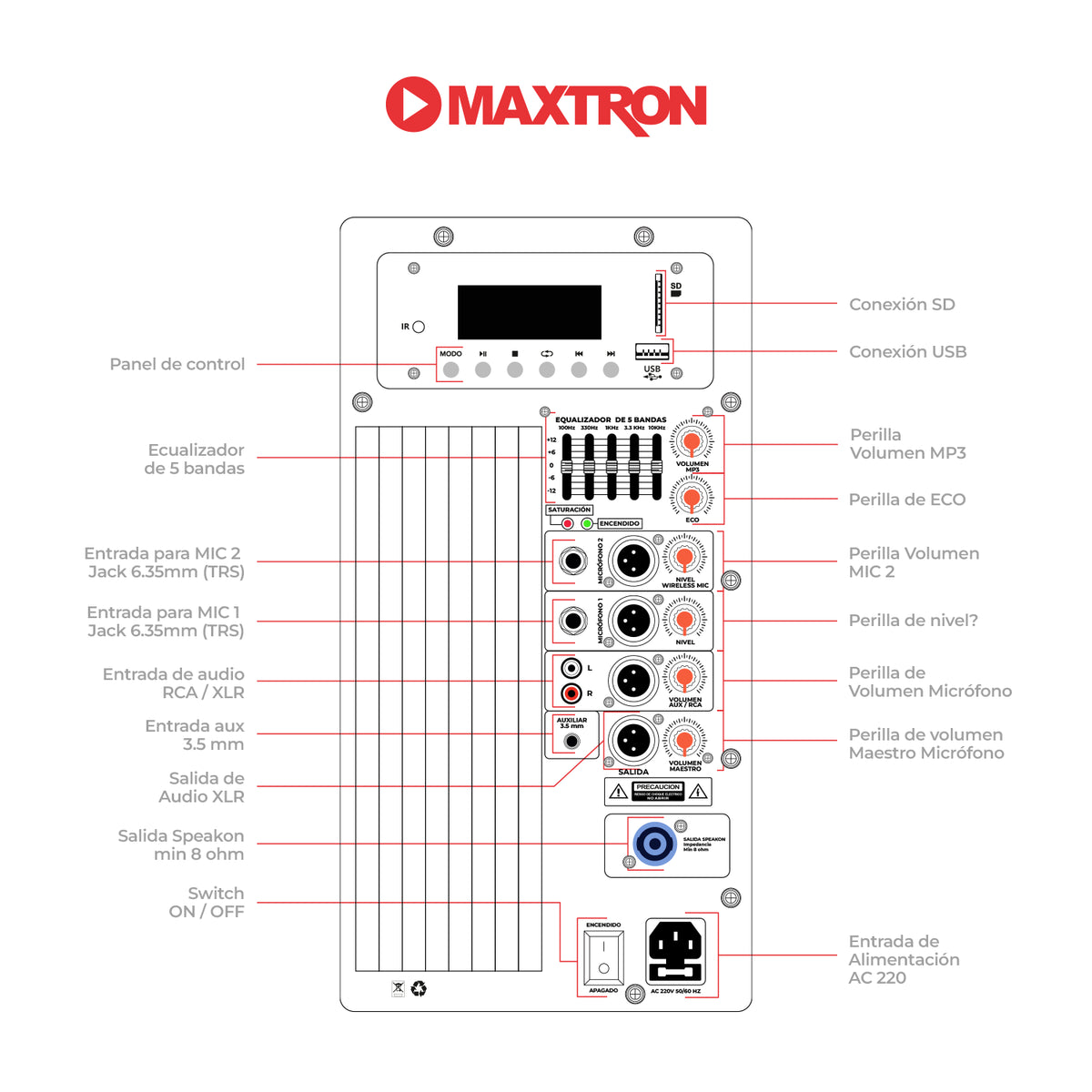 Parlante Semi-Profesional 15" Master MX 1503AC