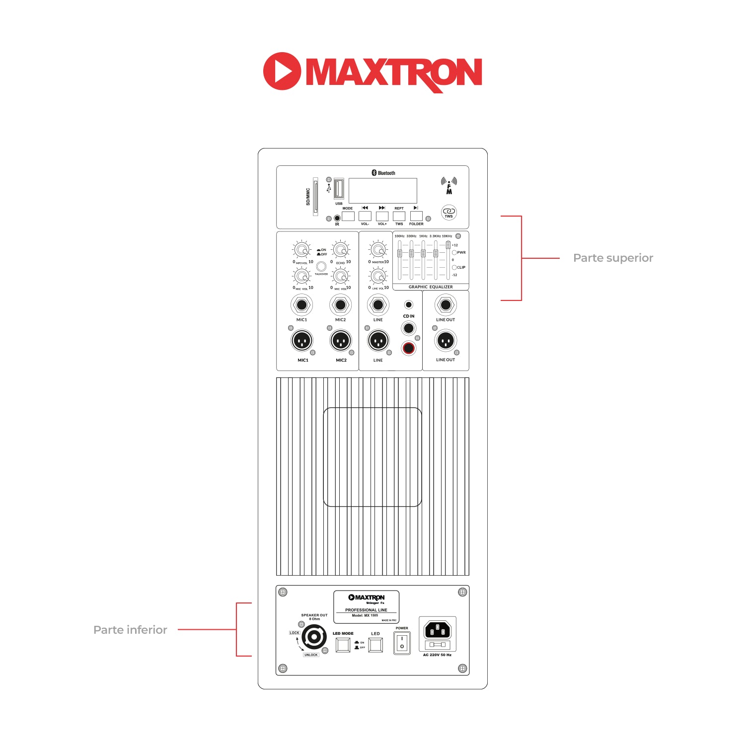 Parlante Semi-Profesional 15" Stinger FX MX1505