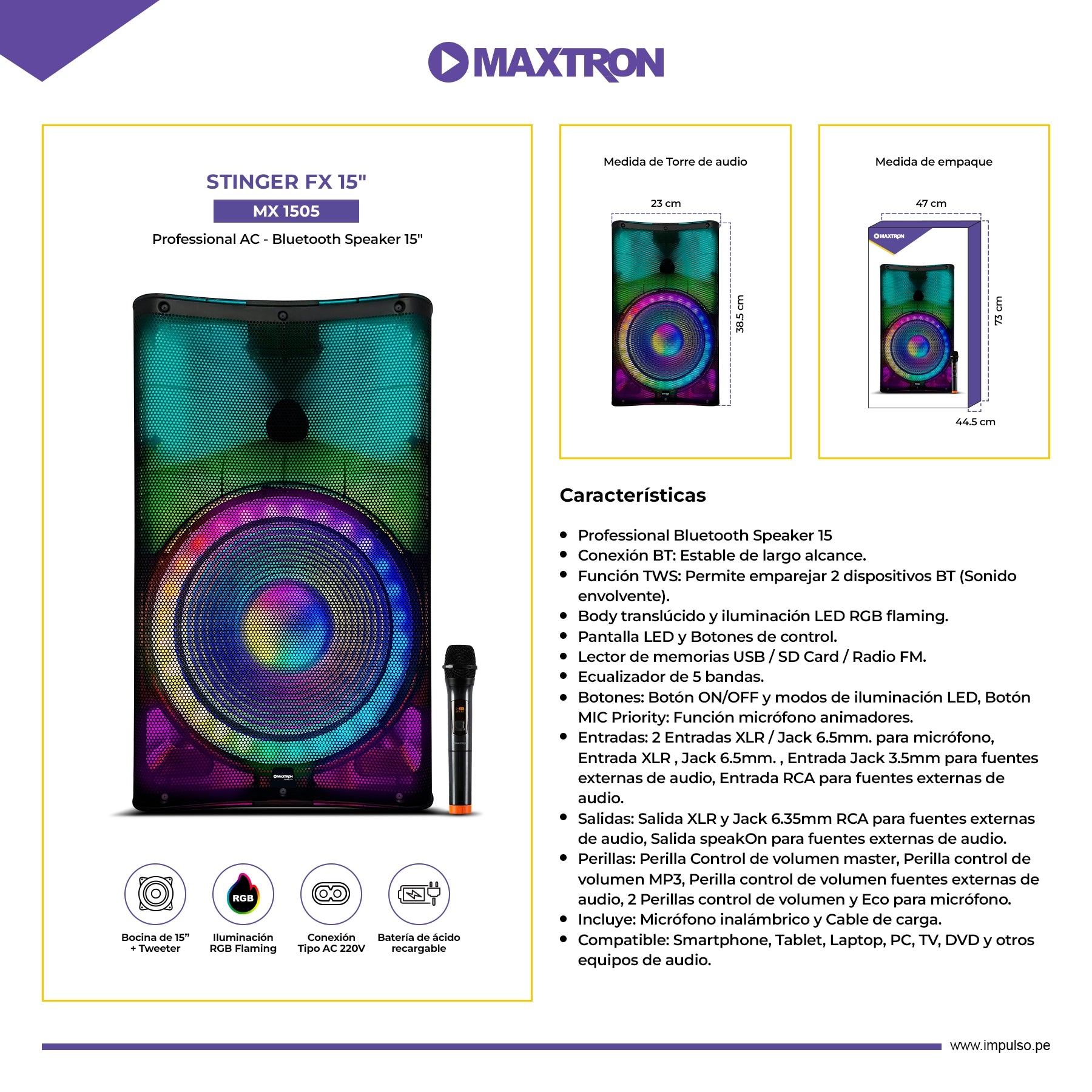 Parlante Semi-Profesional 15" Stinger FX MX1505