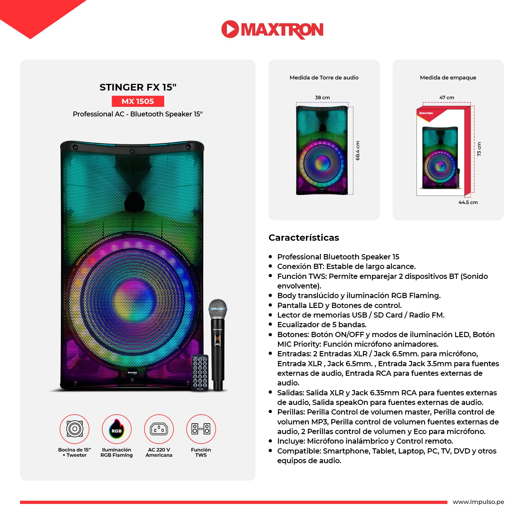 Parlante Semi-Profesional 15" Stinger FX MX1505